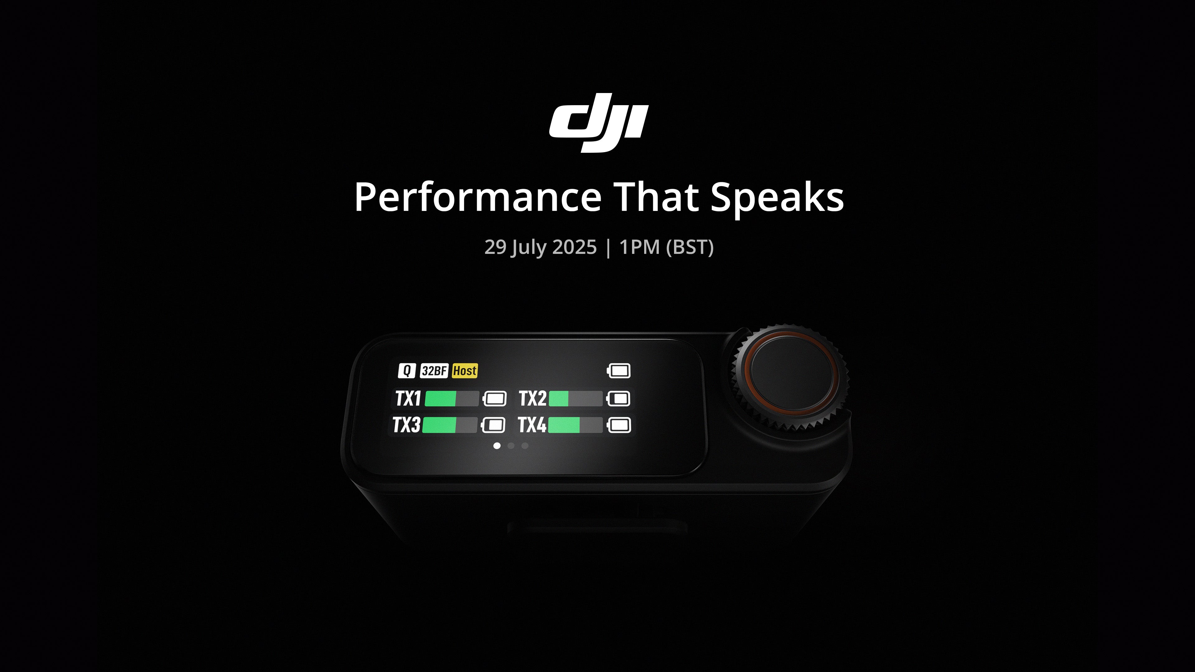 DJI MIc 3 Teaser banner with the text 'Performance That Speaks' on a black background.