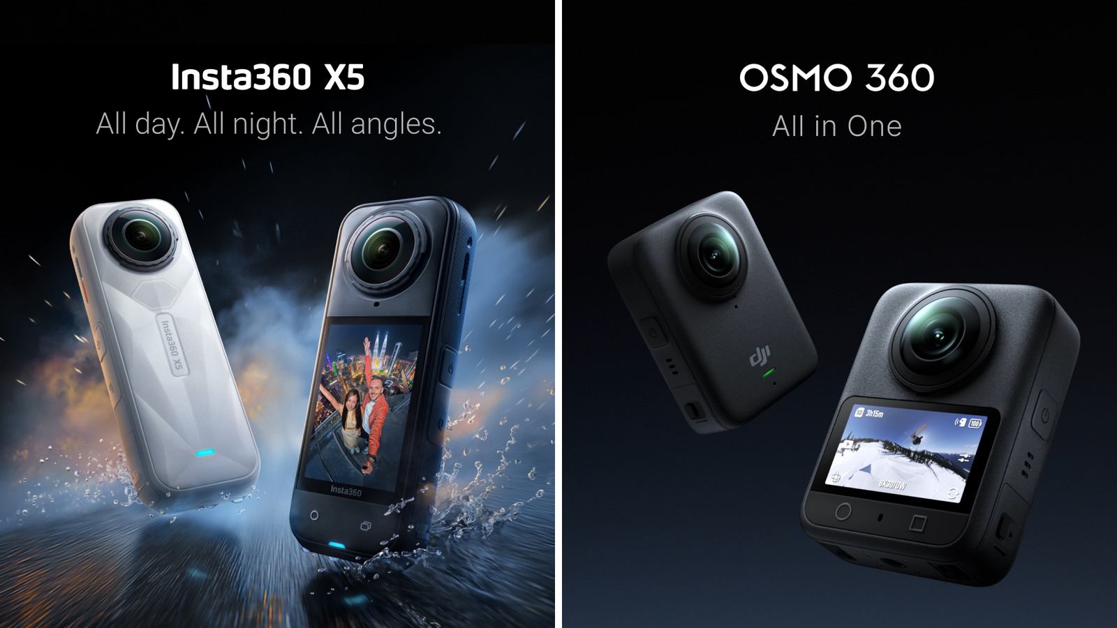 side by side comparison of Insta360 X5 & DJI Osmo 360