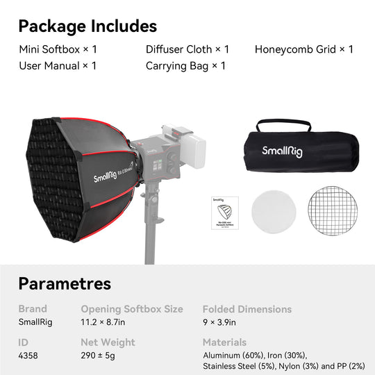 Smallrig RA-D30 迷你抛物线柔光箱