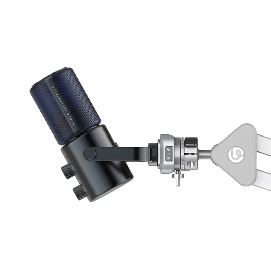 Studio microphone with stand on a white background