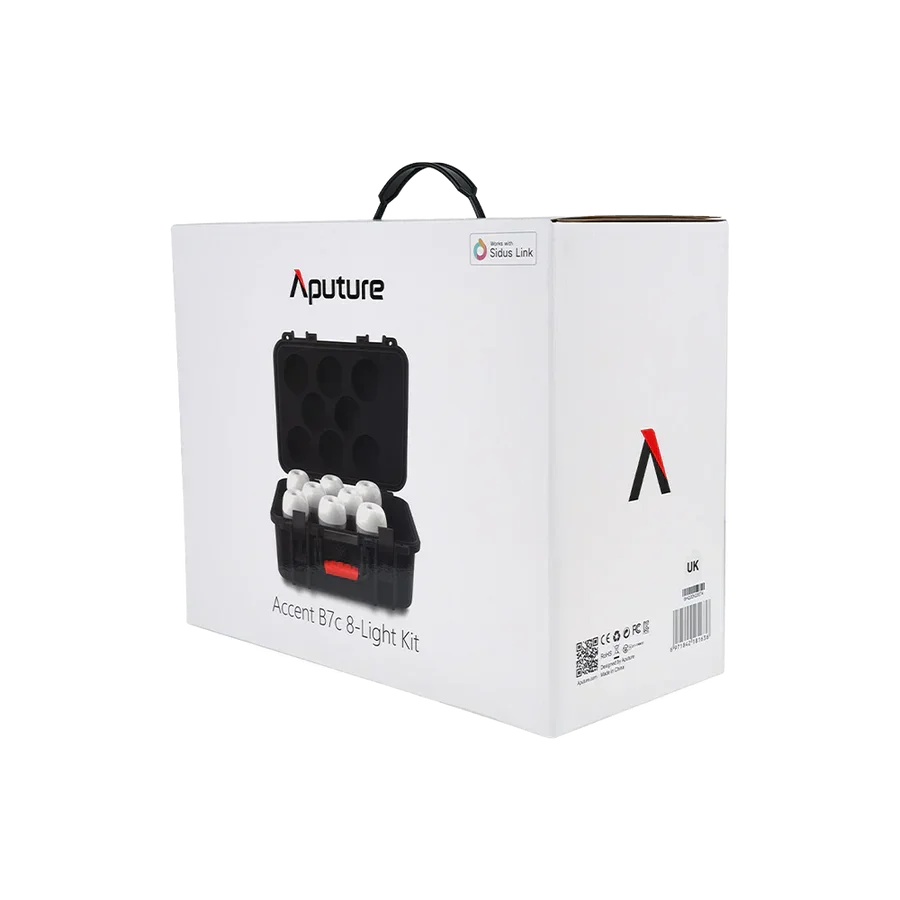 Aputure Accent B7C RGBWW LED 8-Light Kit with Charging Case - Red Dot Photo