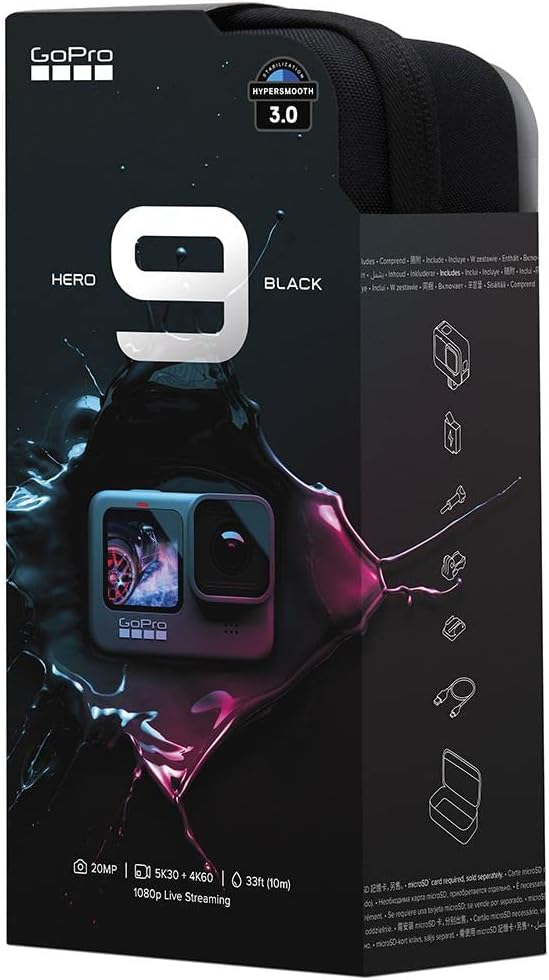 GoPro Hero 9 Black 运动相机 - 5K 视频、20MP 照片、防水