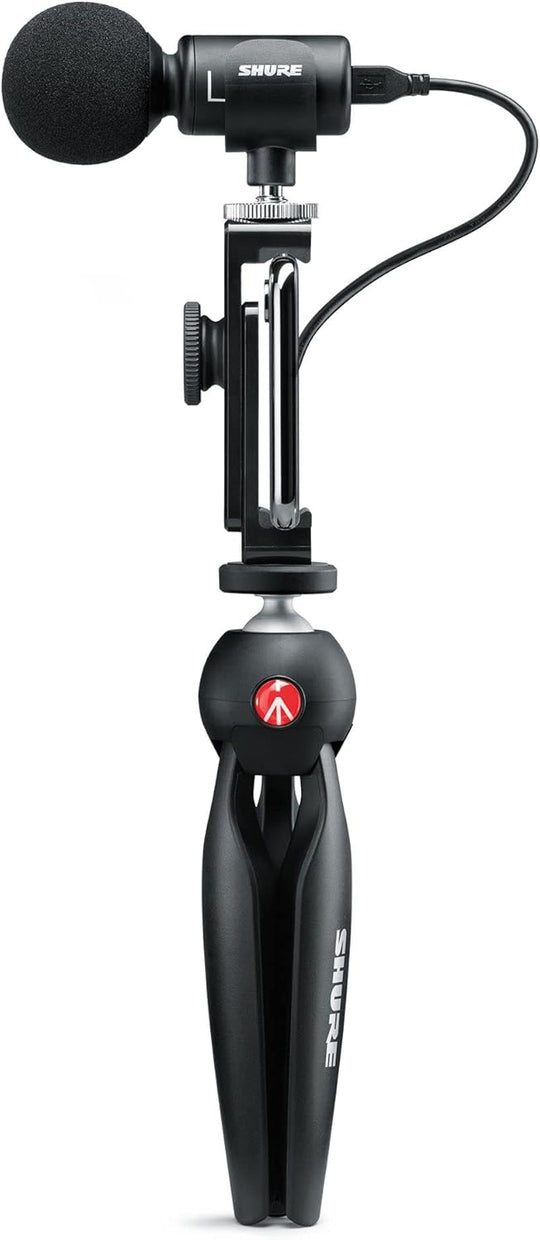 Shure MOTIV MV88+ 视频套件 - 适用于智能手机的数字立体声电容麦克风和三脚架