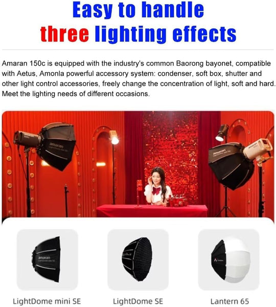 amaran 150c RGB LED 单灯（灰色、深灰色和白色）