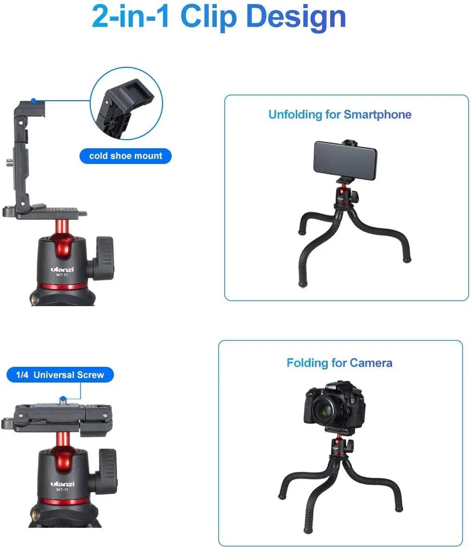 Ulanzi MT-11 MT 11 Multi-functional Gorilla-Style Portable Tripod for Camera & Smartphone Holder - Red Dot Photo