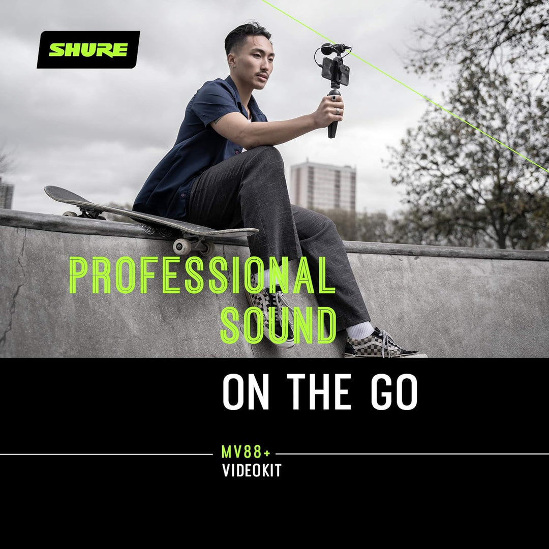 Shure MOTIV MV88+ 视频套件 - 适用于智能手机的数字立体声电容麦克风和三脚架