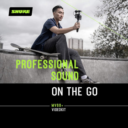Shure MOTIV MV88+ 视频套件 - 适用于智能手机的数字立体声电容麦克风和三脚架