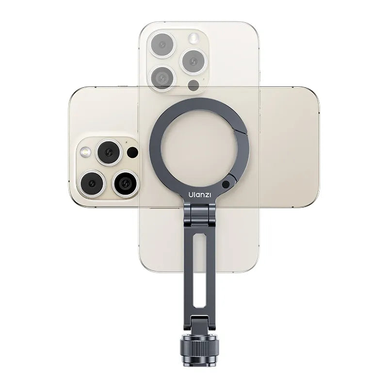 Phone ring holder with smartphone on a white background