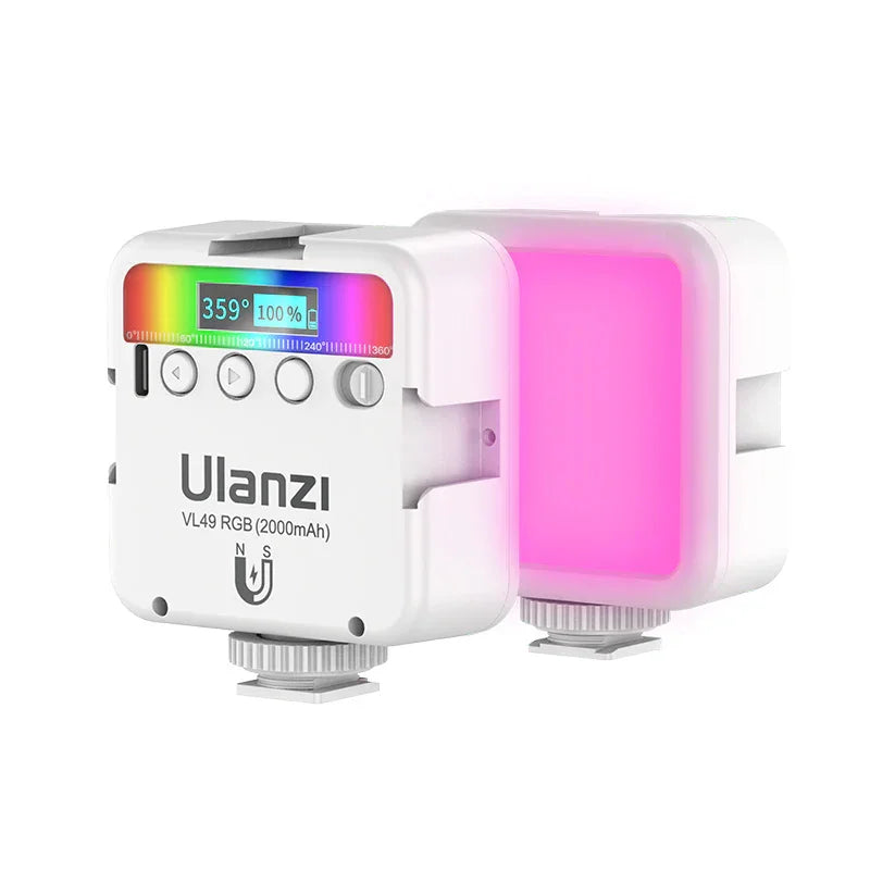 ULANZI VL49 RGB Video Lights LED Camera Light Full Color Portable Photography Lighting 2000mAh Rechargeable 2500-9000K - Red Dot Photo