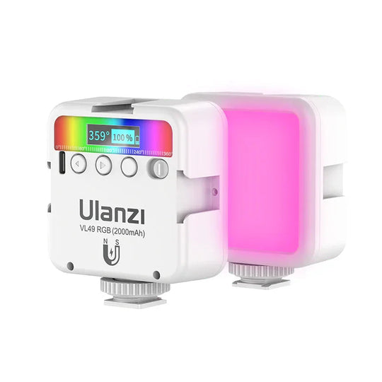 ULANZI VL49 RGB Video Lights LED Camera Light Full Color Portable Photography Lighting 2000mAh Rechargeable 2500-9000K - Red Dot Photo