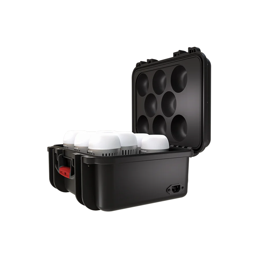APUTURE ACCENT B7C RGBWW LED 8 灯套件，带充电盒 + 7 个 B7C LED 灯组合