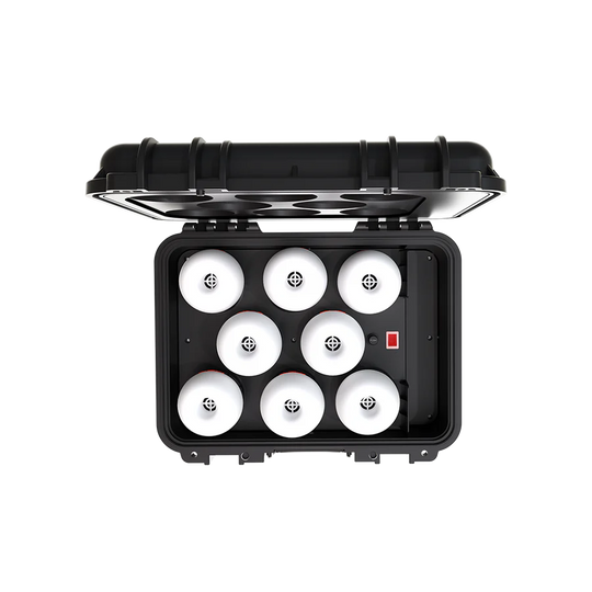 APUTURE ACCENT B7C RGBWW LED 8 灯套件，带充电盒 + 7 个 B7C LED 灯组合