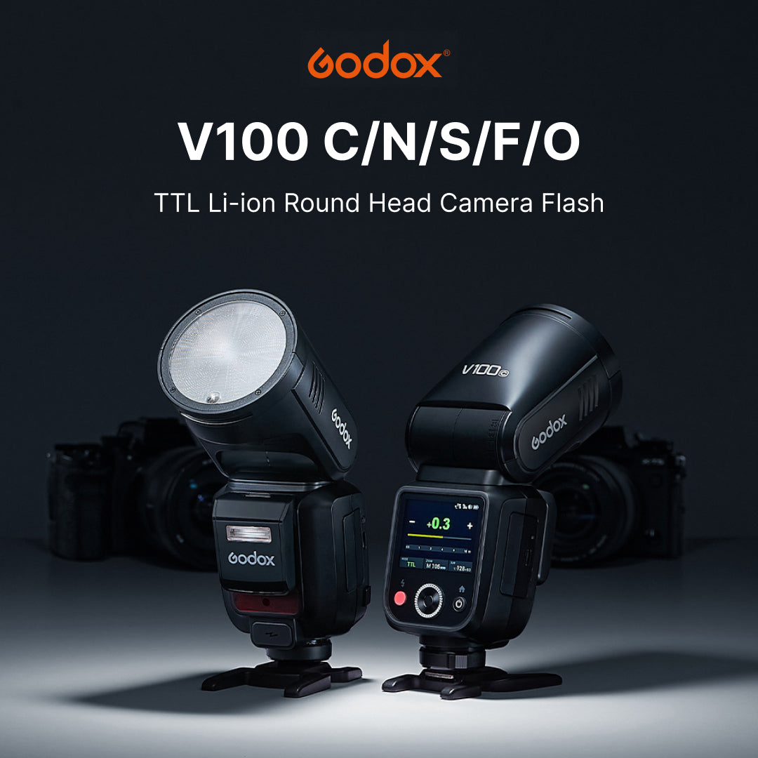 Godox V100 100W TTL 锂离子圆头相机闪光灯无线传输 Speedlite 闪光灯