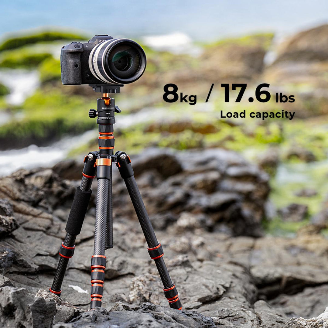 K&amp;F Concept 碳纤维相机三脚架轻型球头和可拆卸独脚架 1.5米 C225C0+BH-25 