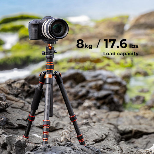 K&amp;F Concept 碳纤维相机三脚架轻型球头和可拆卸独脚架 1.5米 C225C0+BH-25 