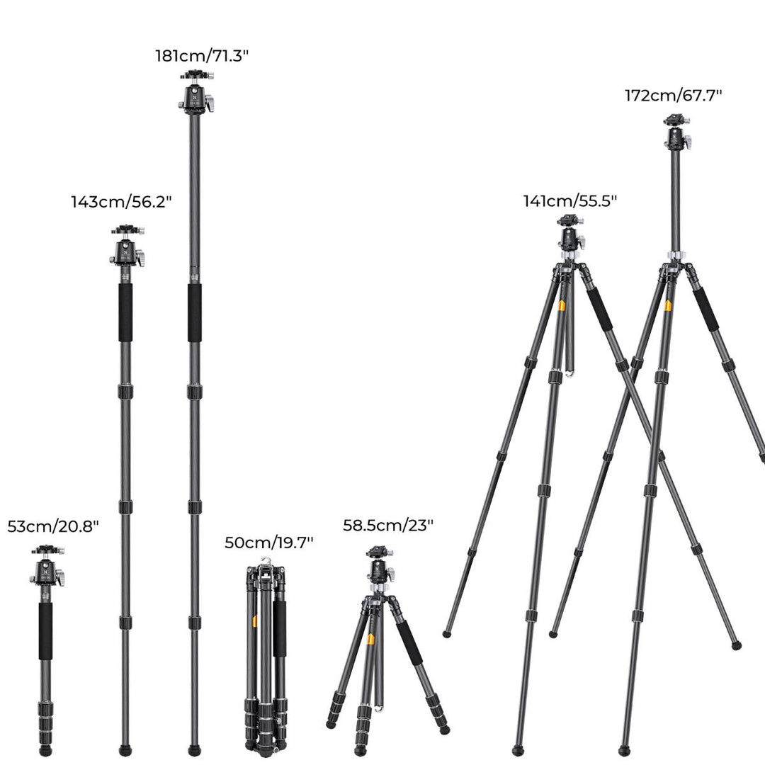 K&amp;F Concept 碳纤维三脚架 X254C4+BH-30 