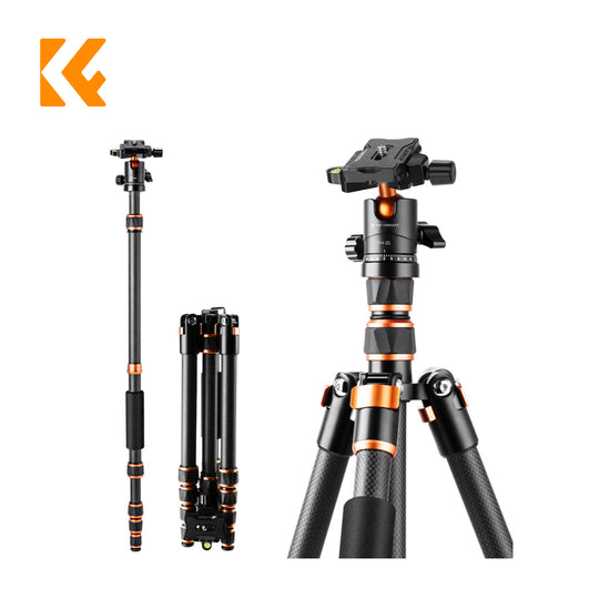 K&amp;F Concept 碳纤维相机三脚架轻型球头和可拆卸独脚架 1.5米 C225C0+BH-25 