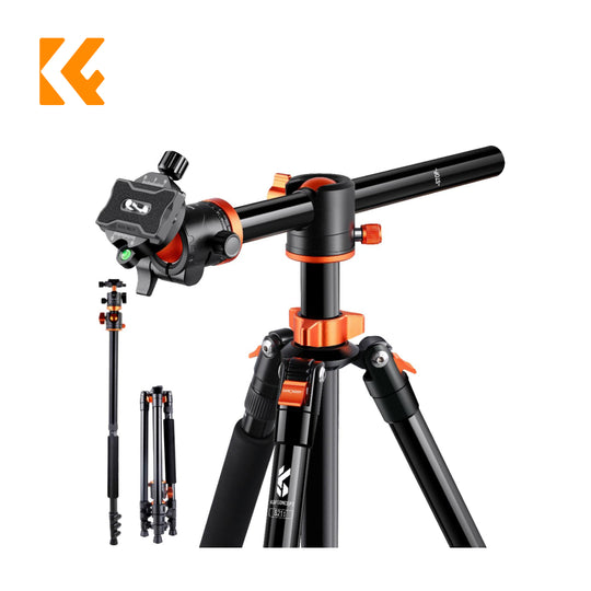 K&amp;F Concept S211 三脚架，带横向中心柱，铝合金，带可拆卸单脚架
