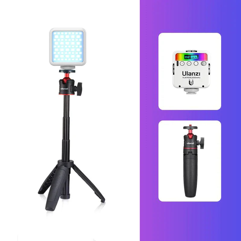 ULANZI VL49 RGB Video Lights LED Camera Light Full Color Portable Photography Lighting 2000mAh Rechargeable 2500-9000K - Red Dot Photo