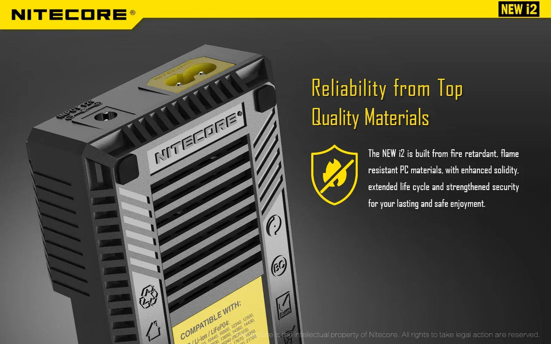 Nitecore NEW i2 2 cell Battery Charger for 18650 / AA / AAA / C / D Batteries - Red Dot Photo
