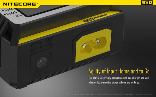 Nitecore NEW i2 2 cell Battery Charger for 18650 / AA / AAA / C / D Batteries - Red Dot Photo