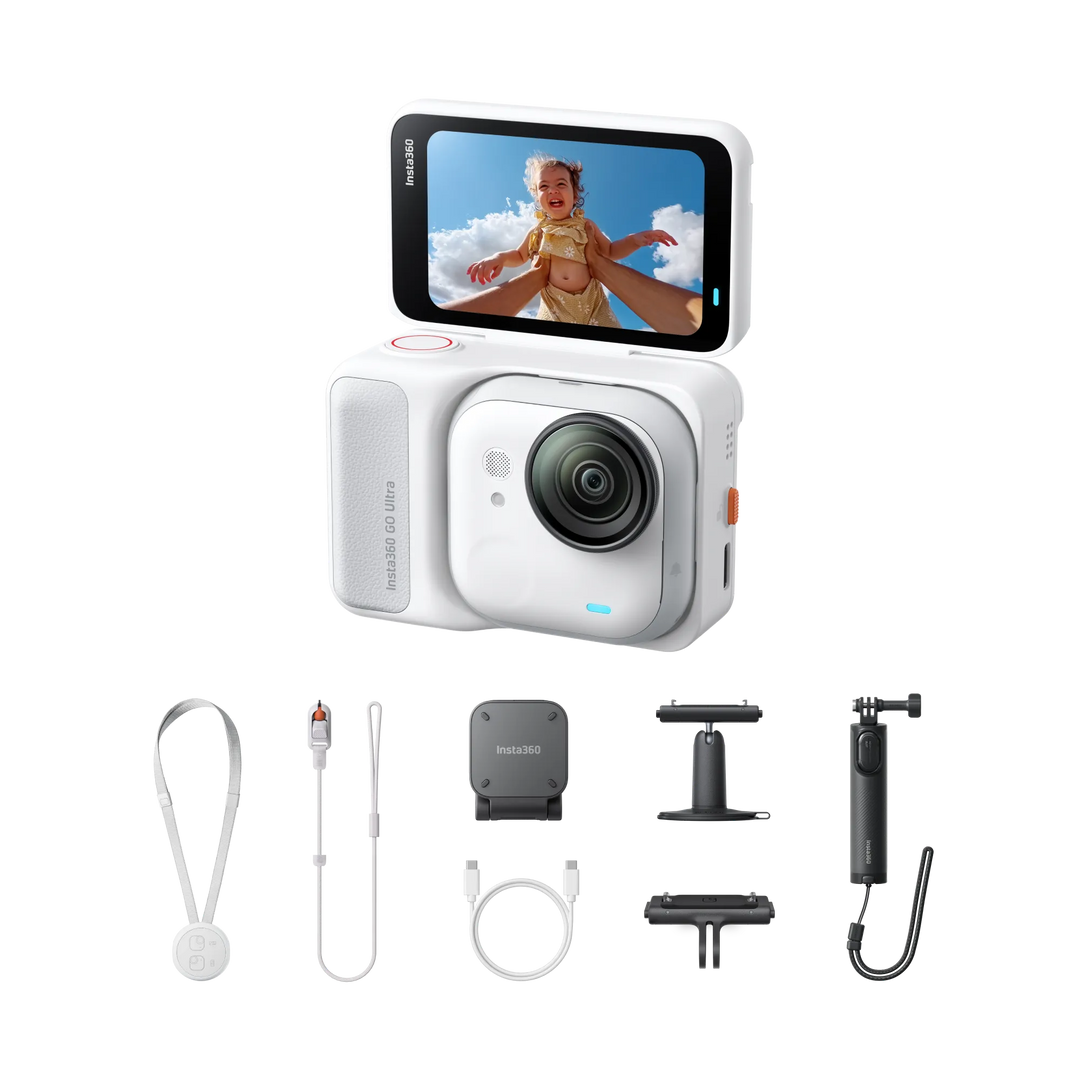 Baby monitor with display, camera, and accessories on a white background