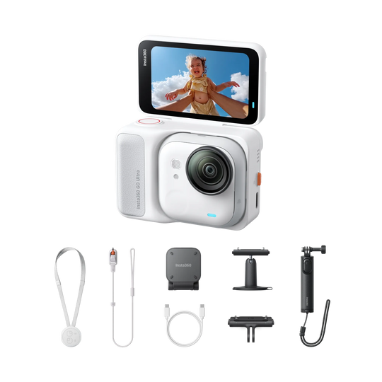 Baby monitor with display, camera, and accessories on a white background