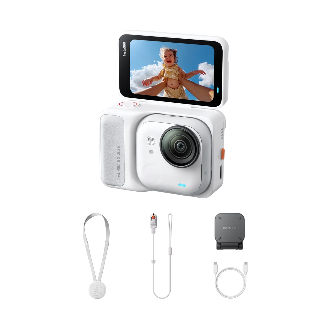 Baby monitor with display, camera, and accessories on a white background