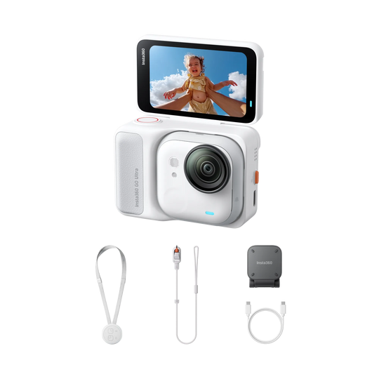 Baby monitor with display, camera, and accessories on a white background