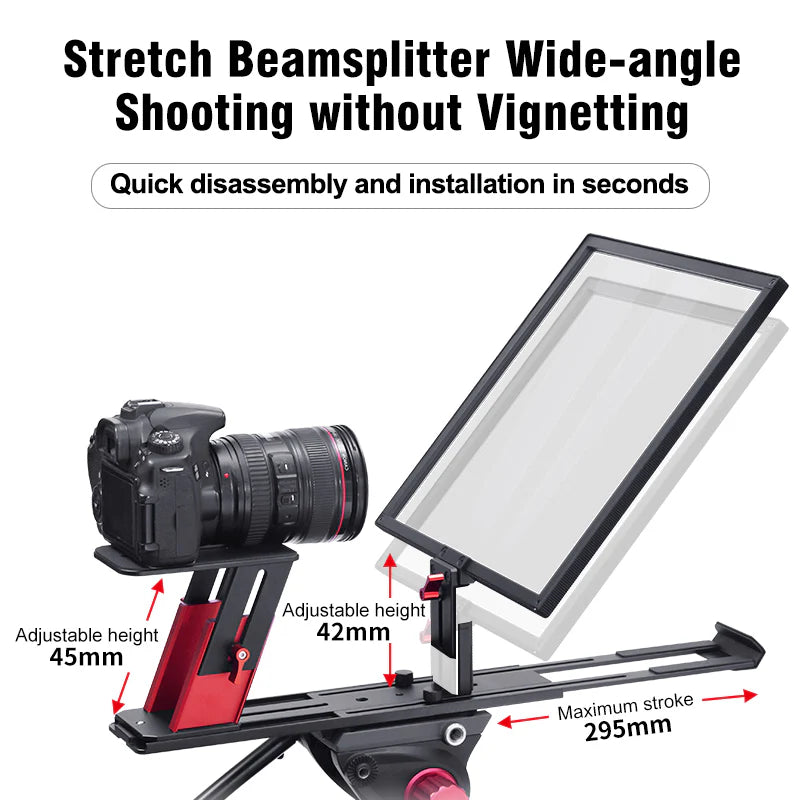 Camera with a stretching beamsplitter wide-angle shooting device on a white background