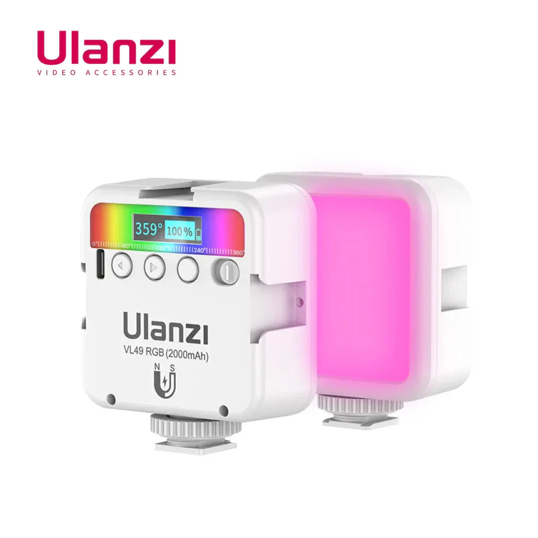 ULANZI VL49 RGB Video Lights LED Camera Light Full Color Portable Photography Lighting 2000mAh Rechargeable 2500-9000K - Red Dot Photo