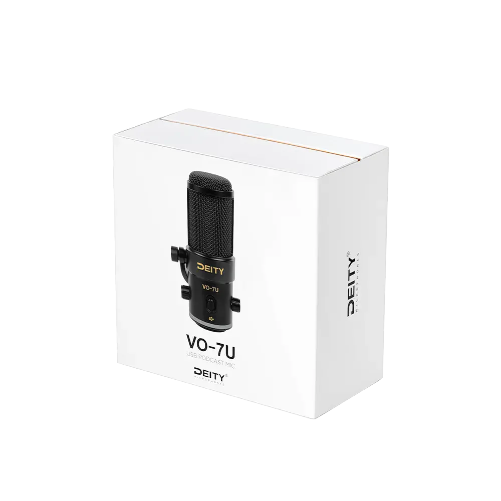 Deity VO-7U 动圈 USB 流媒体麦克风，带 RGB 灯和三脚架套件（黑色、白色）