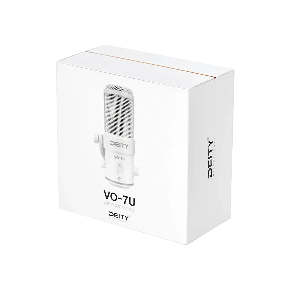 Deity VO-7U 动圈 USB 流媒体麦克风，带 RGB 灯和三脚架套件（黑色、白色）