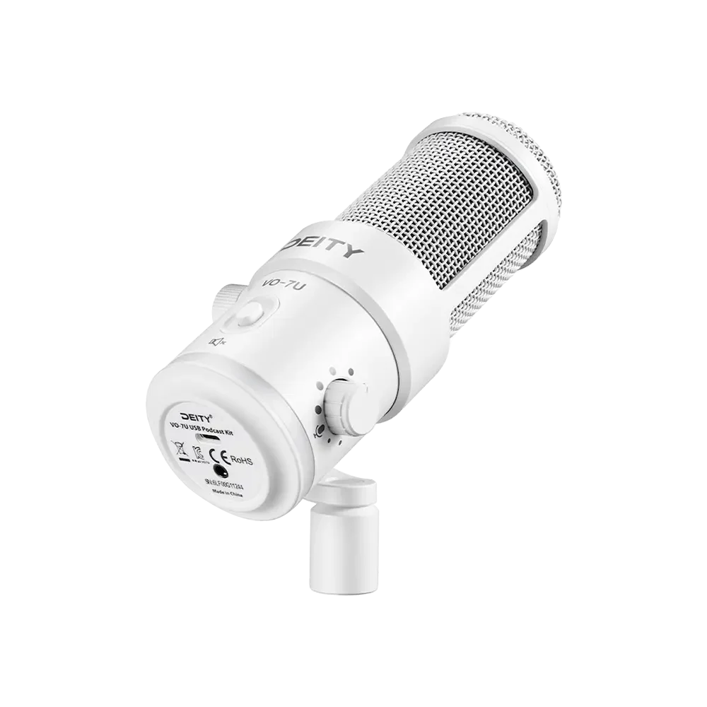 Deity VO-7U 动圈 USB 流媒体麦克风，带 RGB 灯和三脚架套件（黑色、白色）