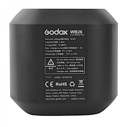 Godox WB-26 锂离子电池，适用于 AD600 Pro 闪光灯头