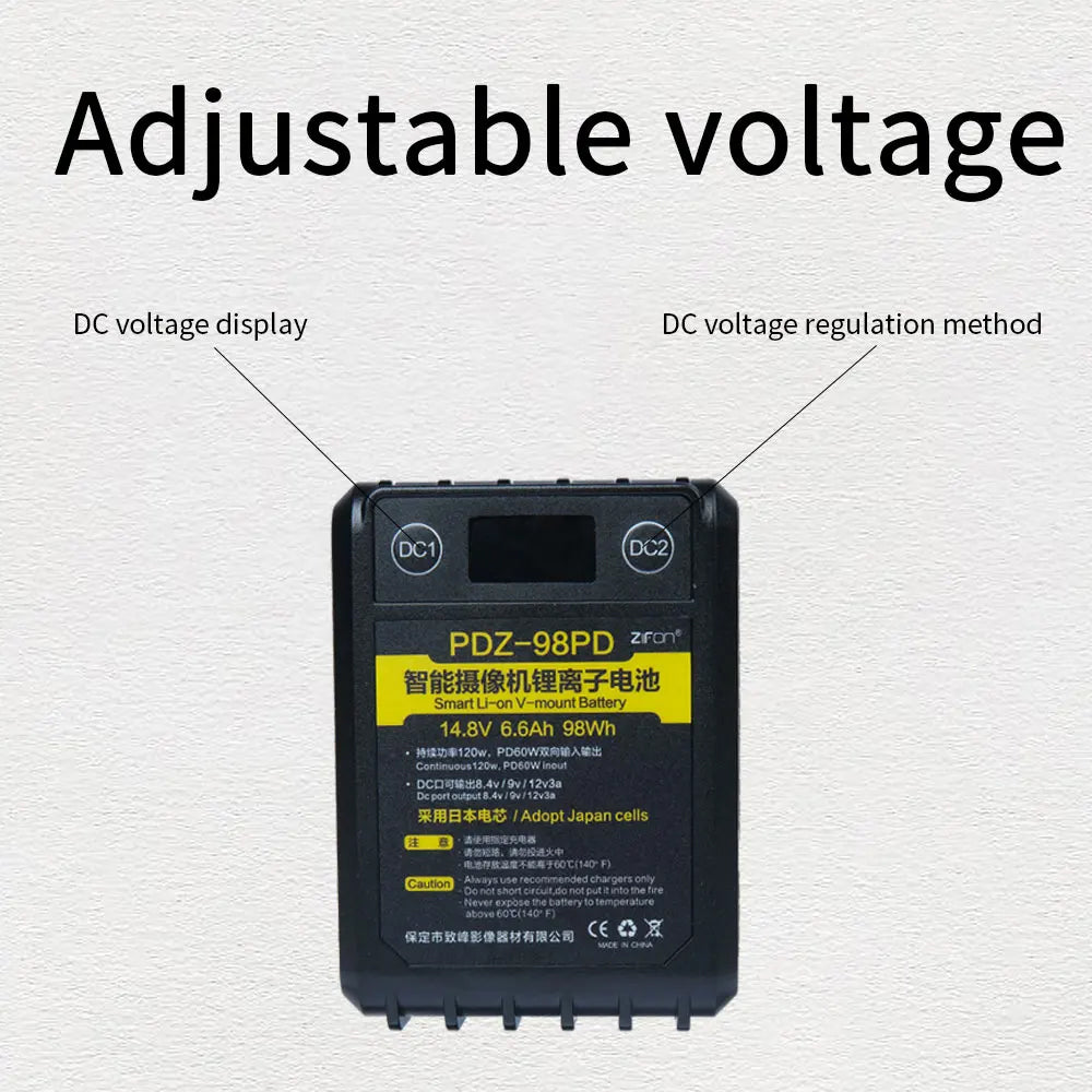ZiFon PDZ-98PD 98Wh 14.8V V 型接口电池（适用于 Aputure）