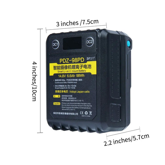 ZiFon PDZ-98PD 98Wh 14.8V V 型接口电池（适用于 Aputure）