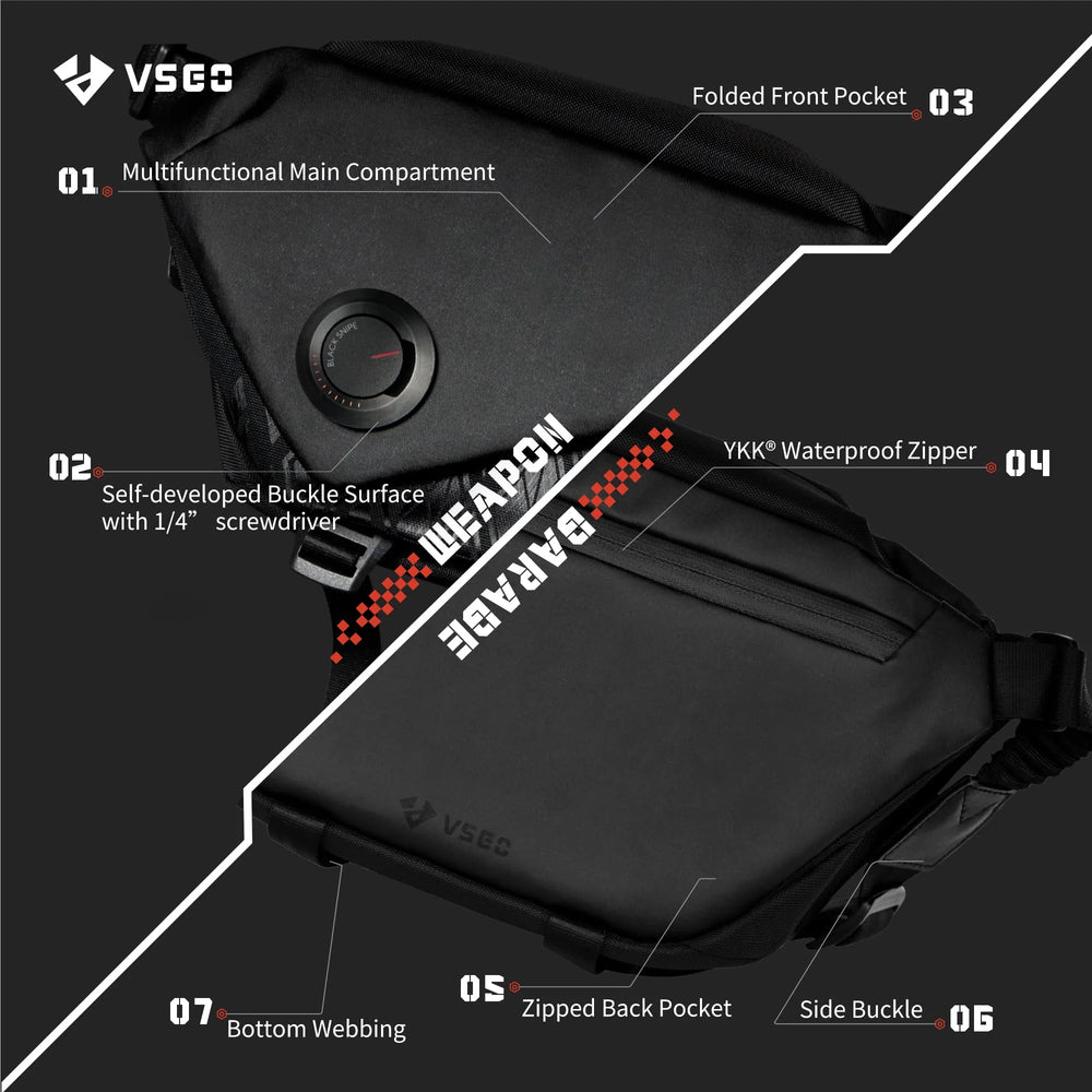 VSGO V-BP05L 黑色 Snipe 相机日常单肩包 4L
