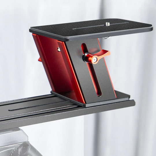 Black and red adjustable stand on a white background