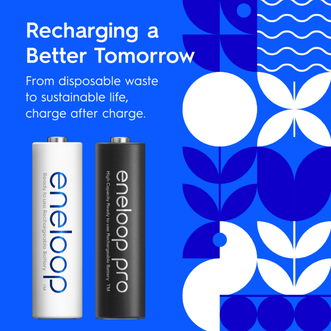 [日本制造] [免费送货] [2020 年 5 月] 松下 Eneloop 2000mAh 镍氢可充电 AA 预充电电池，附赠电池盒