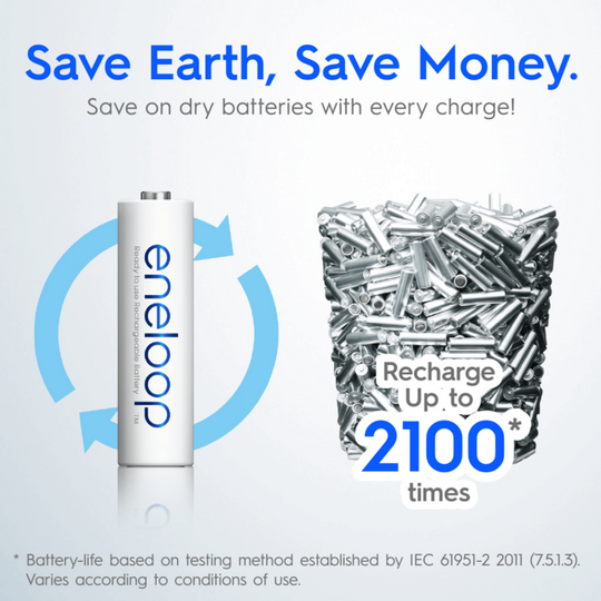 [日本制造] [免费送货] [2020 年 5 月] 松下 Eneloop 2000mAh 镍氢可充电 AA 预充电电池，附赠电池盒