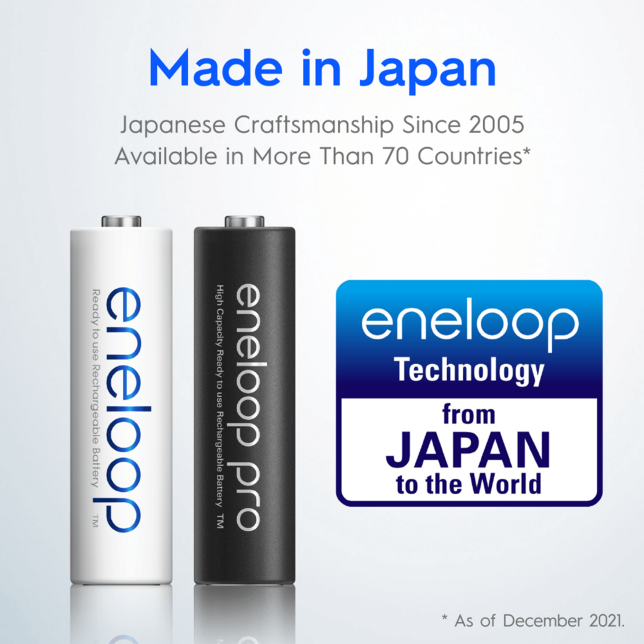 [日本制造] [免费送货] [2020 年 5 月] 松下 Eneloop 2000mAh 镍氢可充电 AA 预充电电池，附赠电池盒