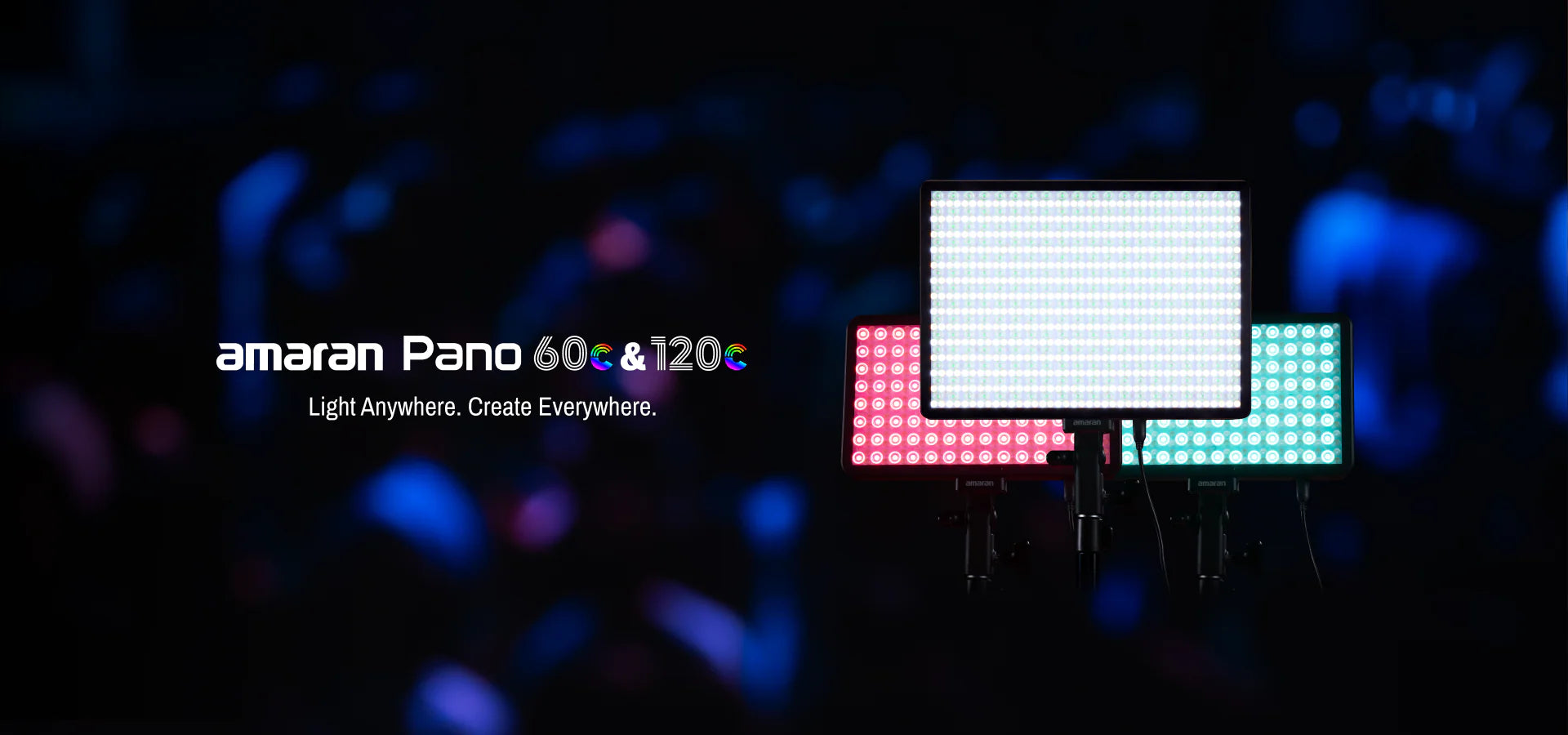 Product banner of amaran Pano 60c & 120c with subtitle 