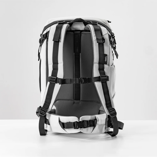 back view of white globerider35 on light gray background