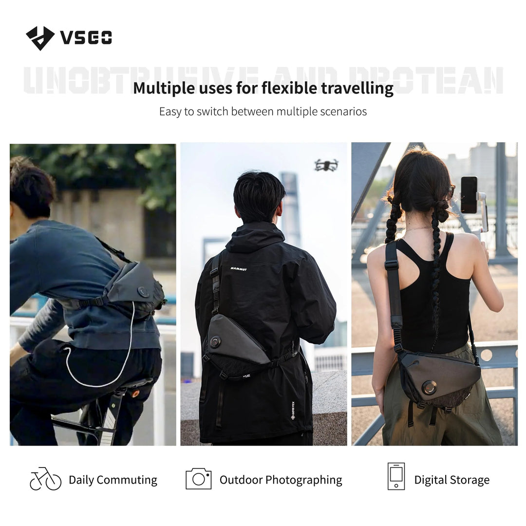 VSGO V-BP05L 黑色 Snipe 相机日常单肩包 4L