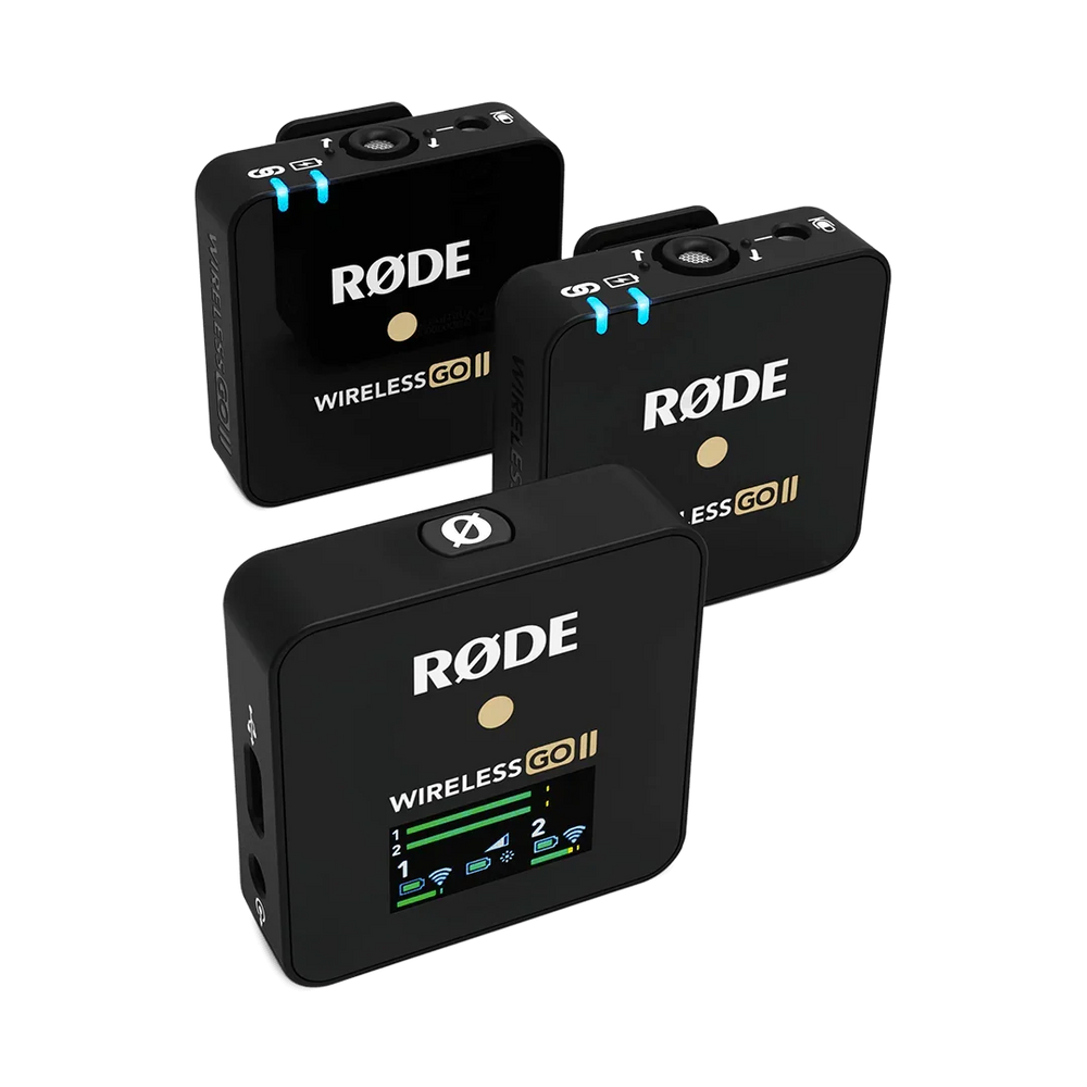 Rode Wireless GO II 2 Person Compact Digital Wireless Microphone System Recorder 2.4 GHz, Black - Red Dot Photo