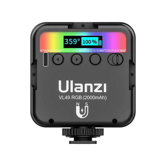 ULANZI VL49 RGB Video Lights LED Camera Light Full Color Portable Photography Lighting 2000mAh Rechargeable 2500-9000K - Red Dot Photo