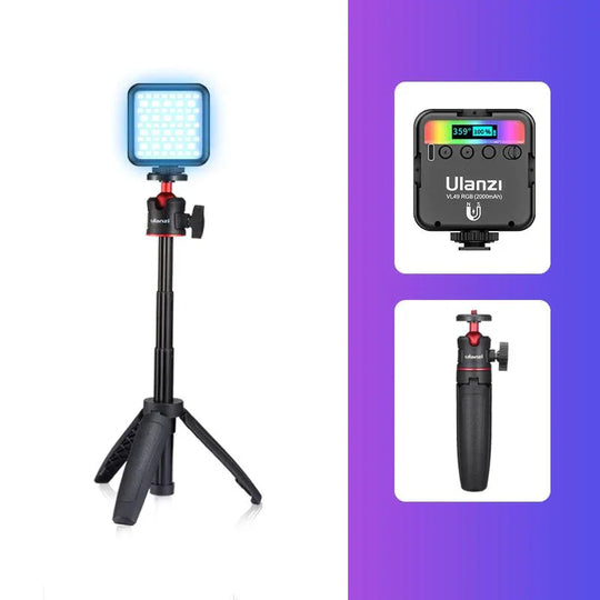 ULANZI VL49 RGB Video Lights LED Camera Light Full Color Portable Photography Lighting 2000mAh Rechargeable 2500-9000K - Red Dot Photo