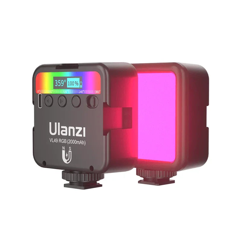 ULANZI VL49 RGB Video Lights LED Camera Light Full Color Portable Photography Lighting 2000mAh Rechargeable 2500-9000K - Red Dot Photo