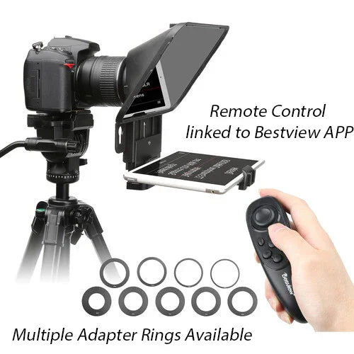 Desview T3S Teleprompter for Cellphone Tablet DSLR with Lens Adapter and Remote Control - Red Dot Photo